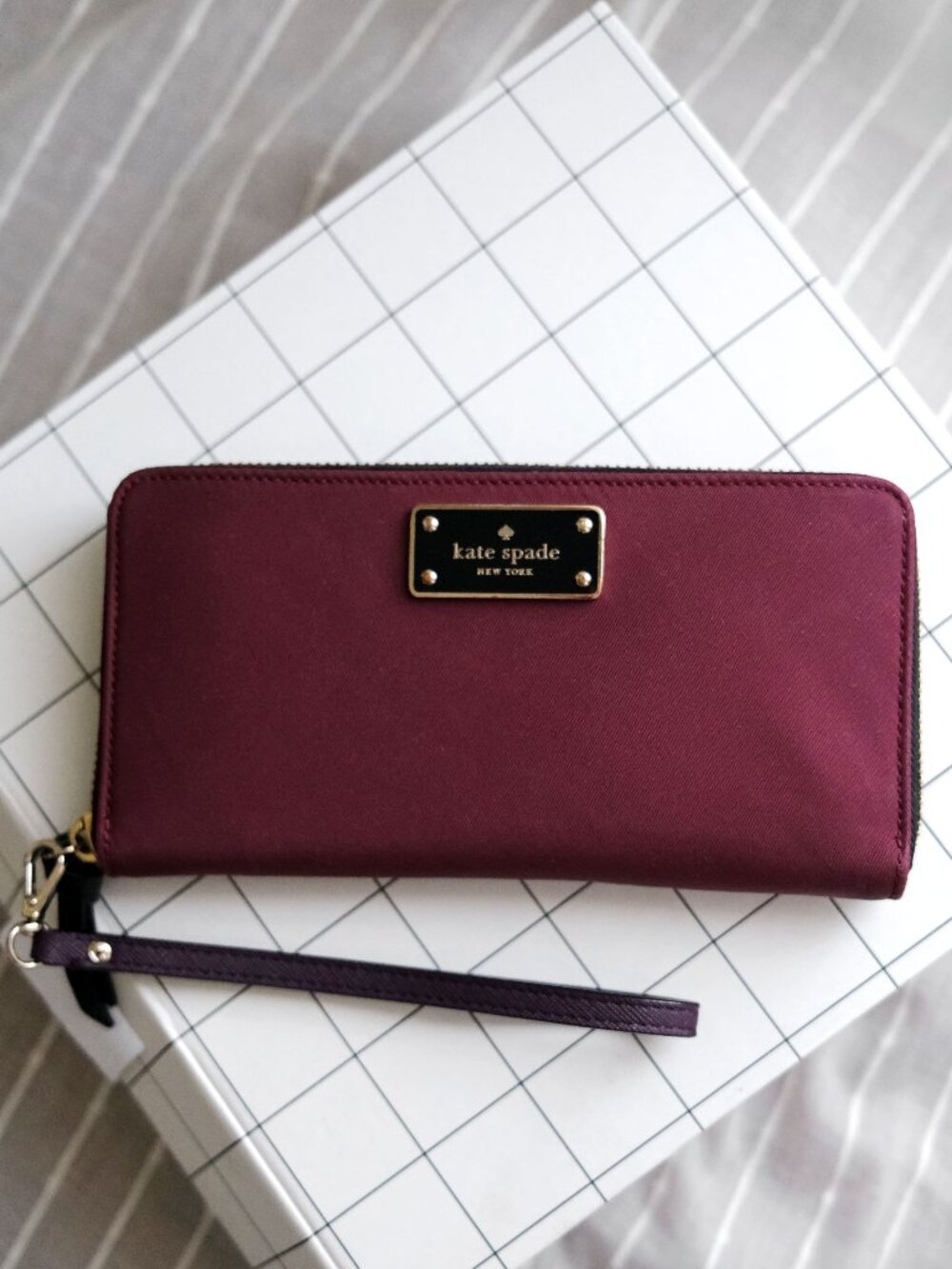 Kate Spade Burgundy Nylon Wallet with Wristlet